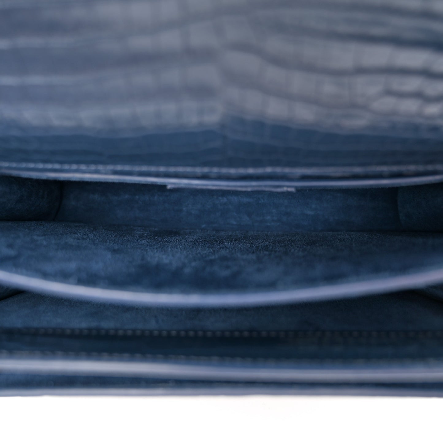 Calfskin Crocodile Embossed Medium Monogram Sunset Navy