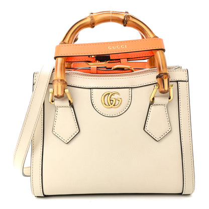 Gucci Wonka Grain Calfskin Mini Diana Tote Bag Mystic White Orange Fluo 1 of 10