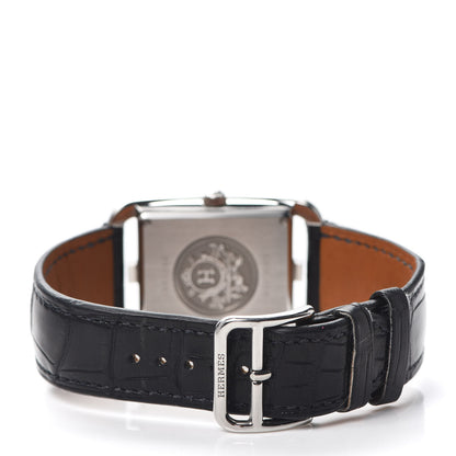 Hermes Stainless Steel Alligator 29mm Cape Cod Quartz Watch Noir 3 of 5