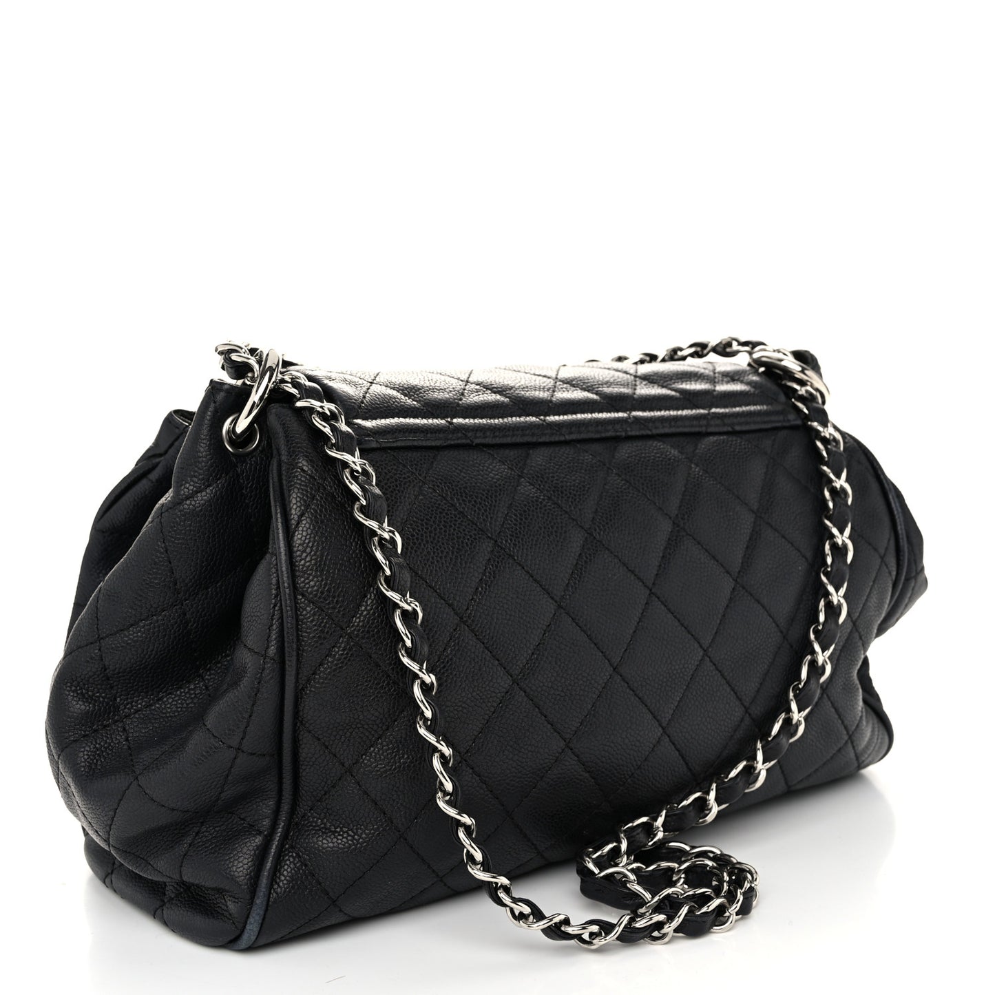Caviar Quilted Timeless Accordion Flap Black