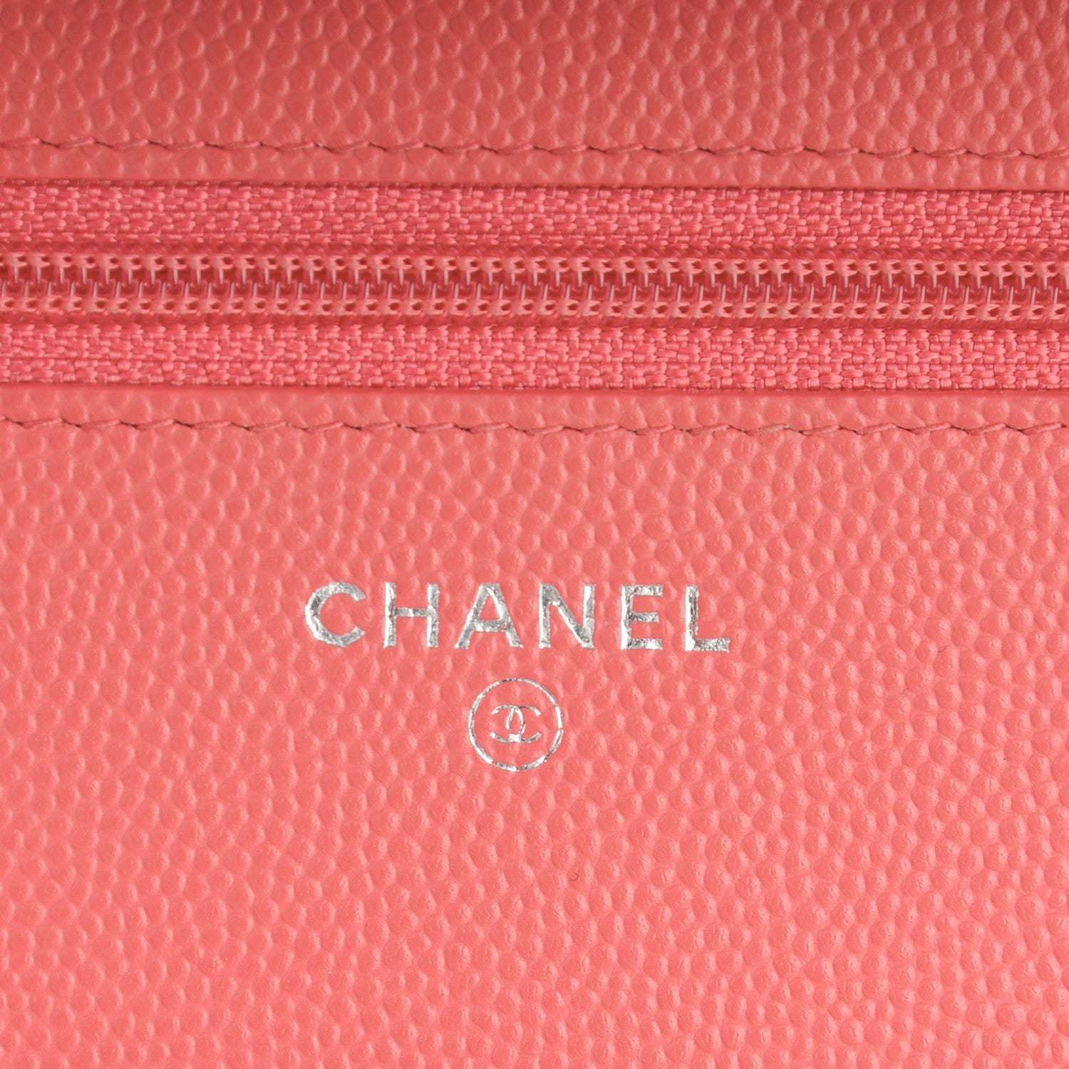 Chanel Caviar Chevron Wallet On Chain WOC Pink 6 of 8