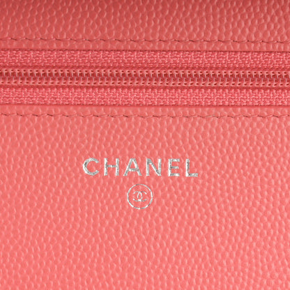 Chanel Caviar Chevron Wallet On Chain WOC Pink 6 of 8