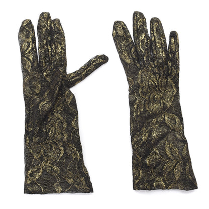 Gucci Embroidered Tulle Sheer Gloves 8 L Black Gold 2 of 4