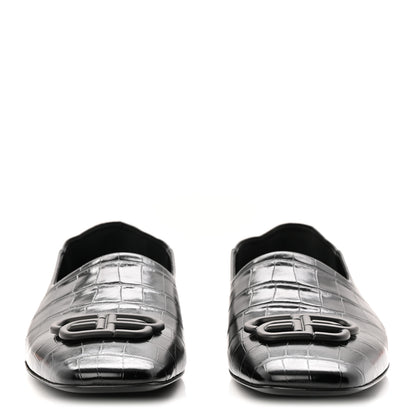 Balenciaga Calfskin Crocodile Embossed Cozy BB Loafer 39 Black 3 of 9