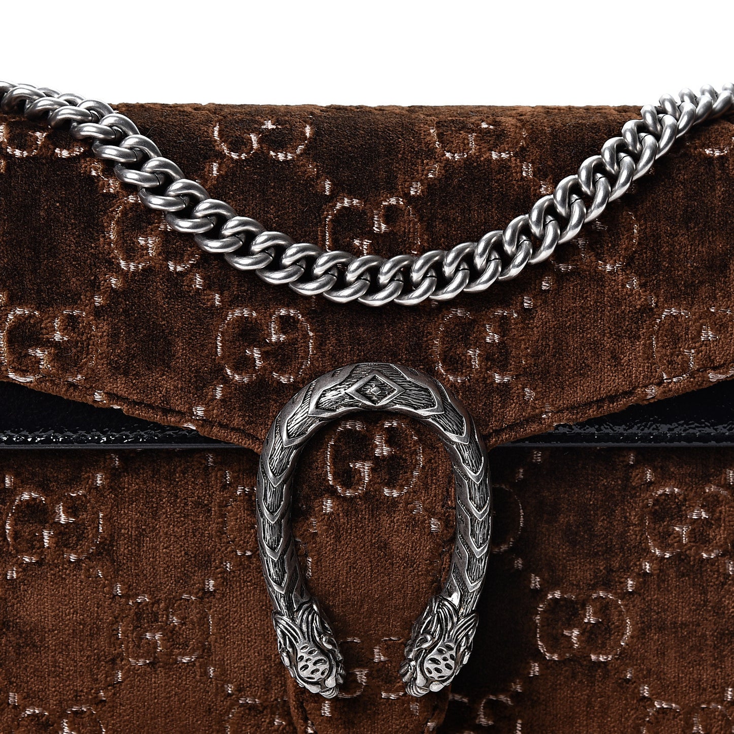 Velvet Skipper GG Monogram Small Dionysus Shoulder Bag Brown Black