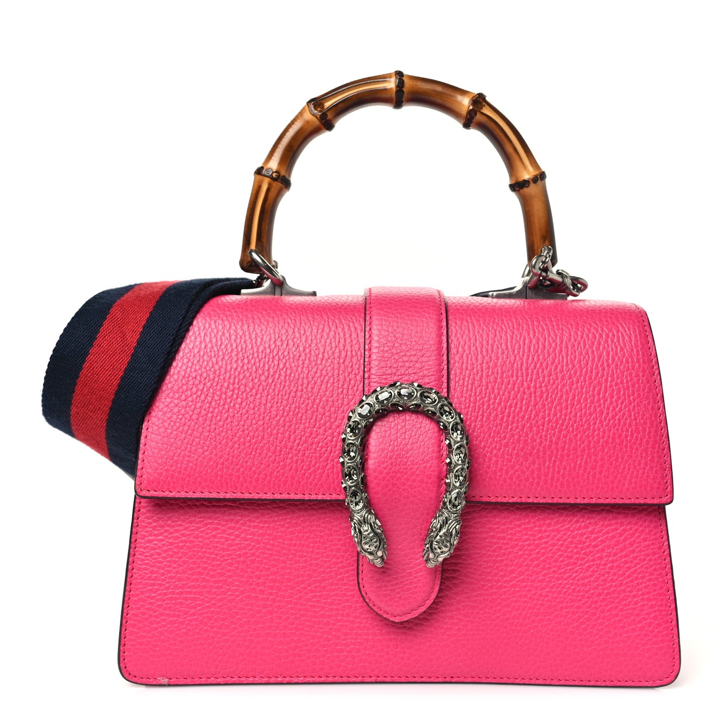 Dollar Calfskin Crystal Web Medium Dionysus Bamboo Top Handle Bag Box Pink Black Diamond