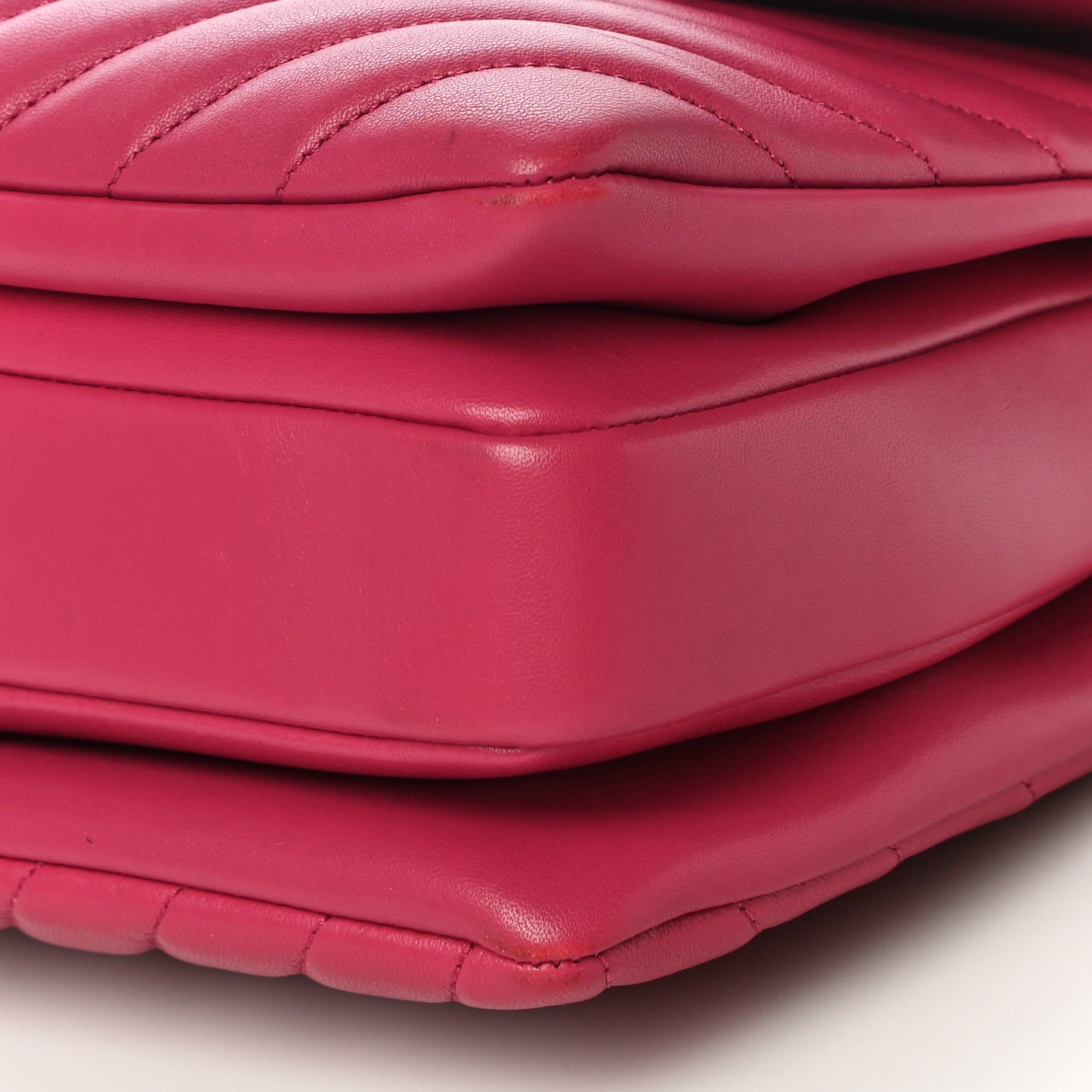 Lambskin Chevron Quilted Medium Trendy CC Dual Handle Flap Bag Dark Pink