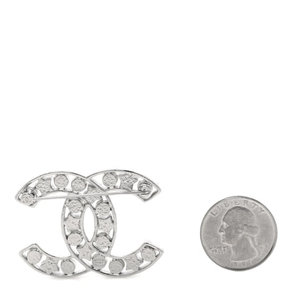Chanel Pearl Crystal Star CC Brooch Silver 2 of 4
