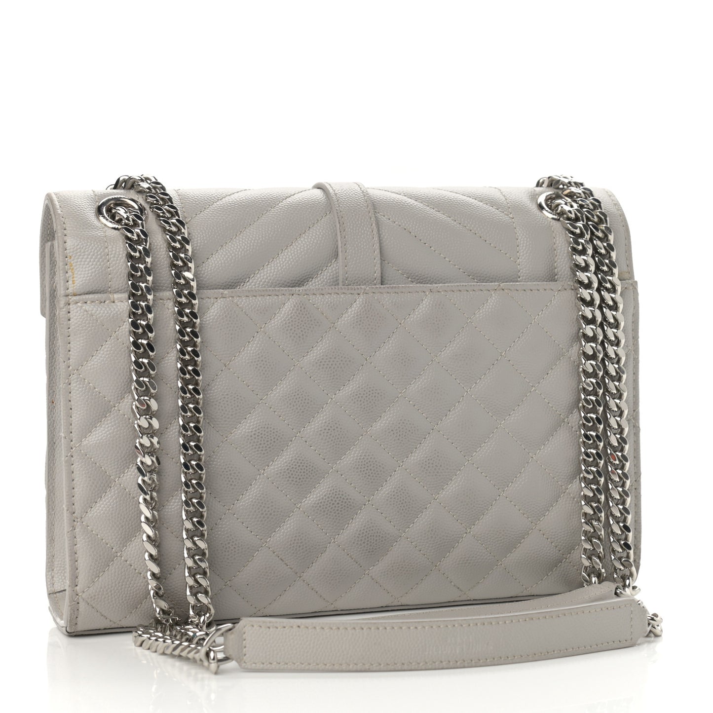 Grain De Poudre Textured Mixed Matelasse Medium Triquilt Monogram Satchel Granite