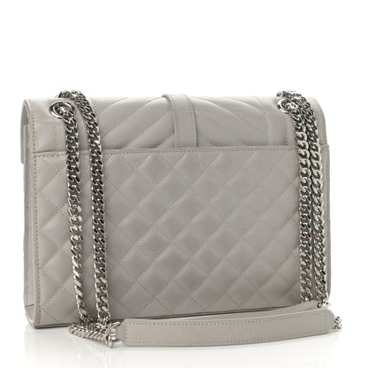 Saint Laurent Grain De Poudre Textured Mixed Matelasse Medium Triquilt Monogram Satchel Granite 3 of 18
