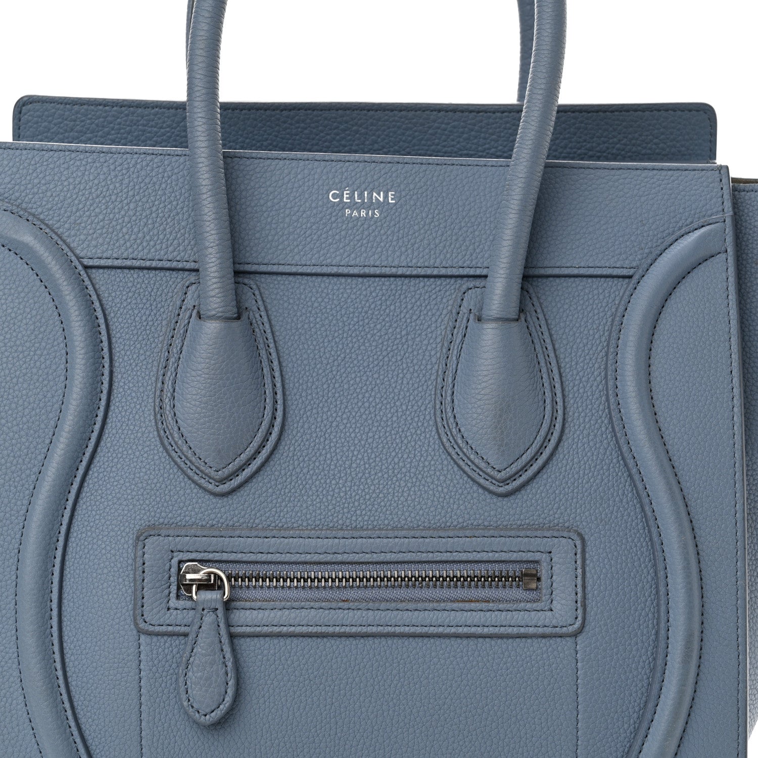 Celine Drummed Calfskin Micro Luggage Medium Blue 8 of 16