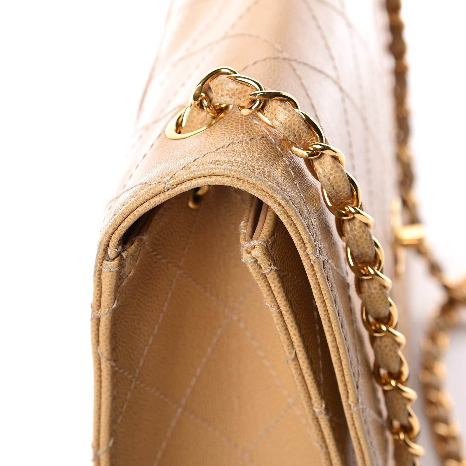 Chanel Caviar Stitched Jumbo Single Flap Beige 13 of 20