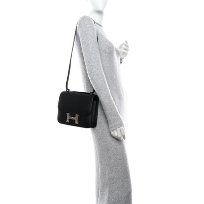 Hermes Madame Calfskin Lizard Constance 24 Black Ombre 2 of 12