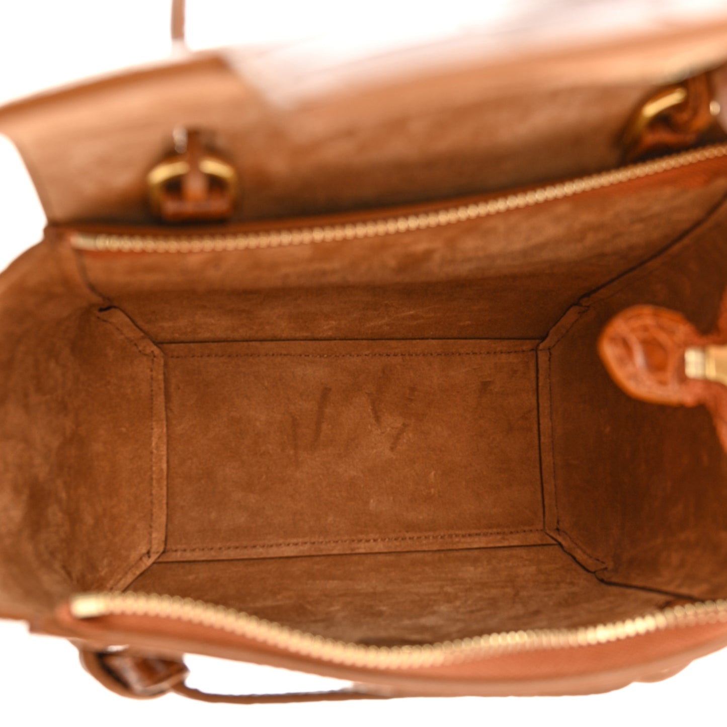 Calfskin Crocodile Embossed Nano Belt Bag Camel
