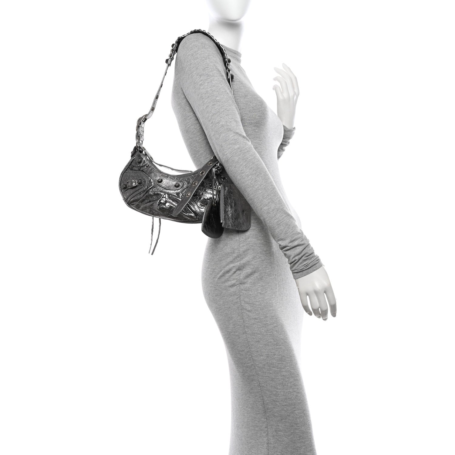 Balenciaga Metallic Agneau Arena Le Cagole Shoulder Bag XS Silver 2 of 13