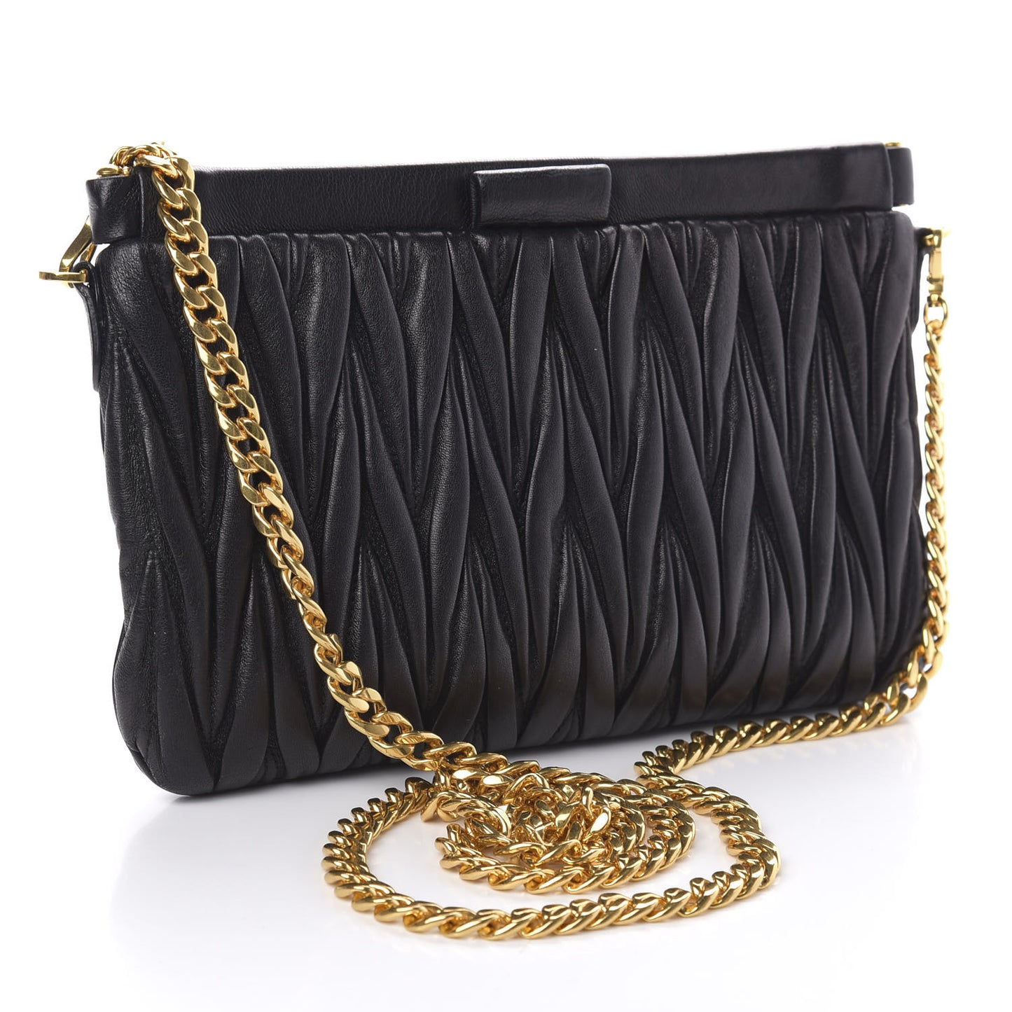 Nappa Matelasse Crossbody Clutch Black