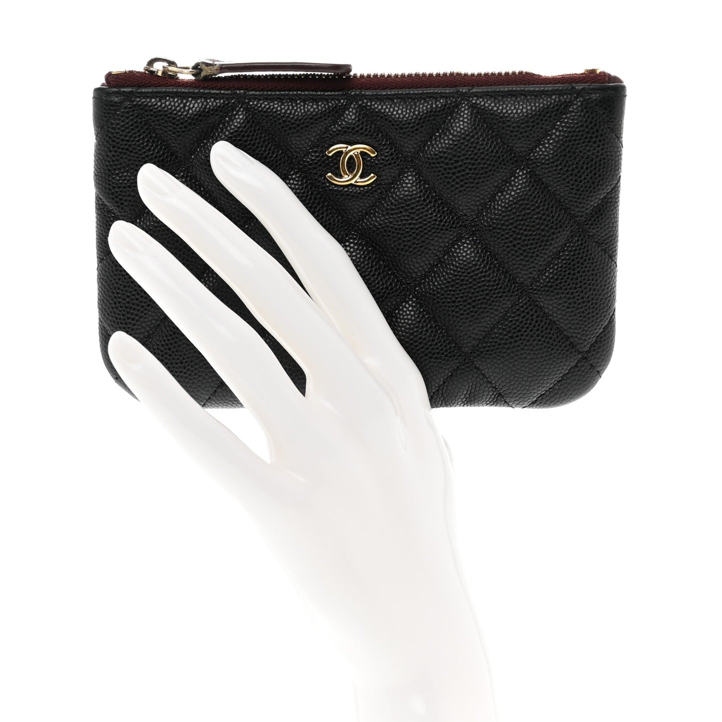 Caviar Quilted Small Cosmetic Case Black
