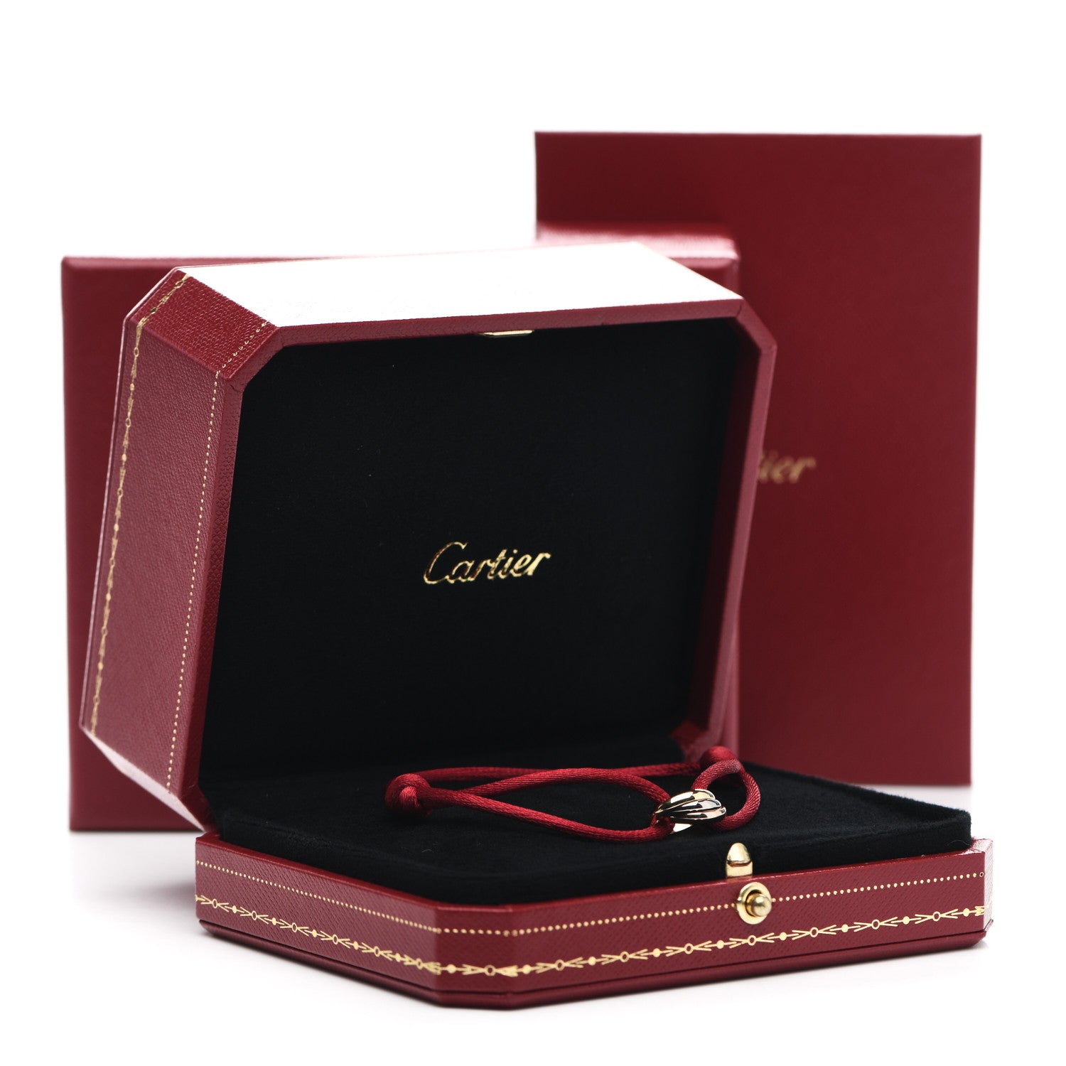 Cartier 18K Pink Yellow White Gold Trinity Cord Bracelet Red 7 of 7