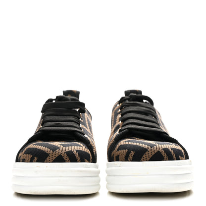 Fendi Fabric FF Micro-Perforated Rise Low Top Sneakers 36 Tobacco Black 3 of 9