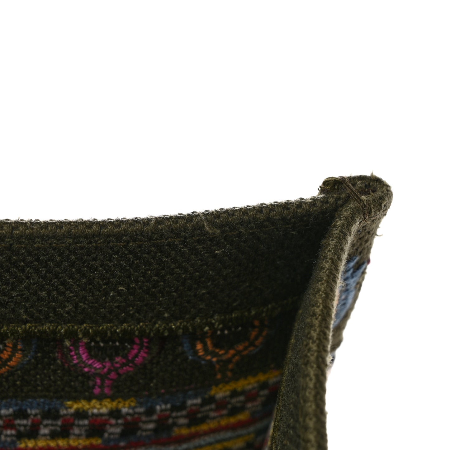 Canvas Embroidered Book Tote Olive Multicolor