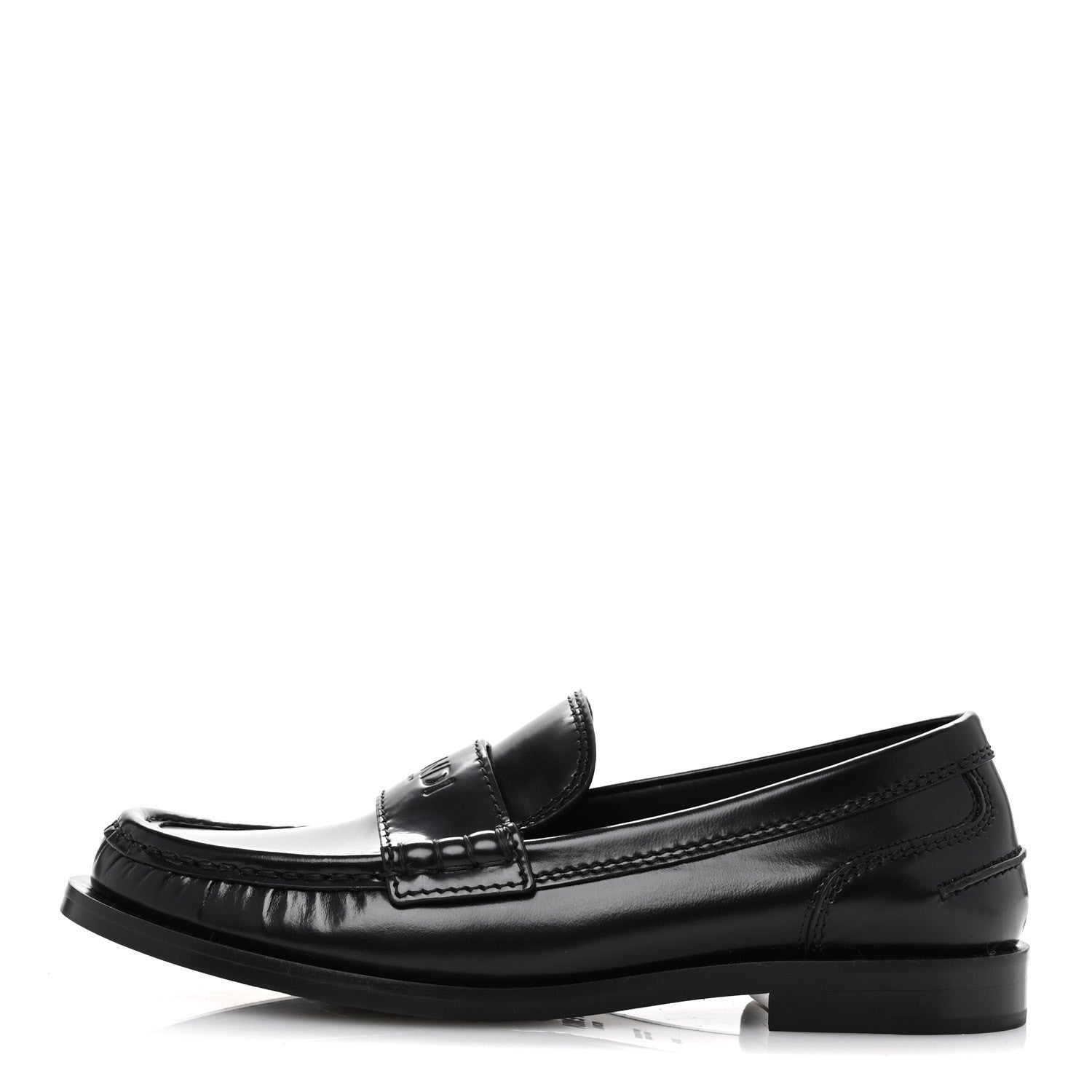 Fendi Vitello Logo Loafers 36.5 Black 1 of 9
