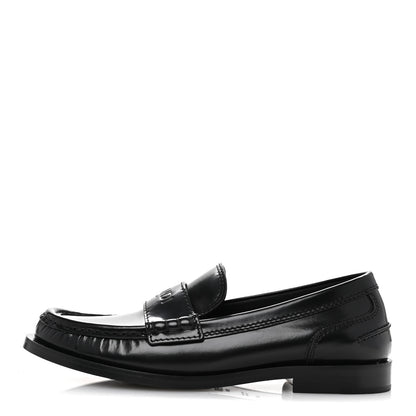Fendi Vitello Logo Loafers 36.5 Black 1 of 9