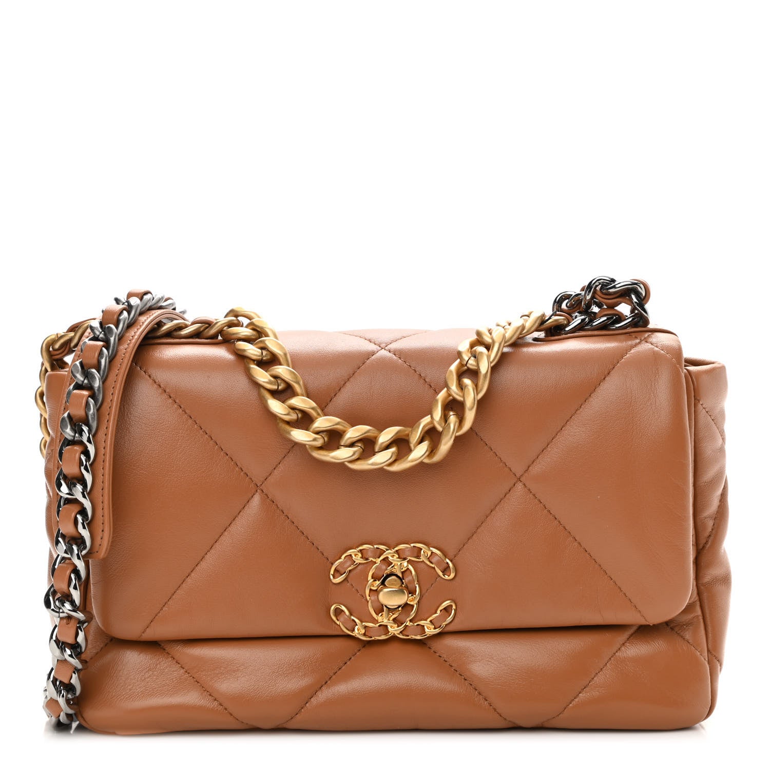 Chanel Lambskin Quilted Medium Chanel 19 Flap Brown 1 of 11
