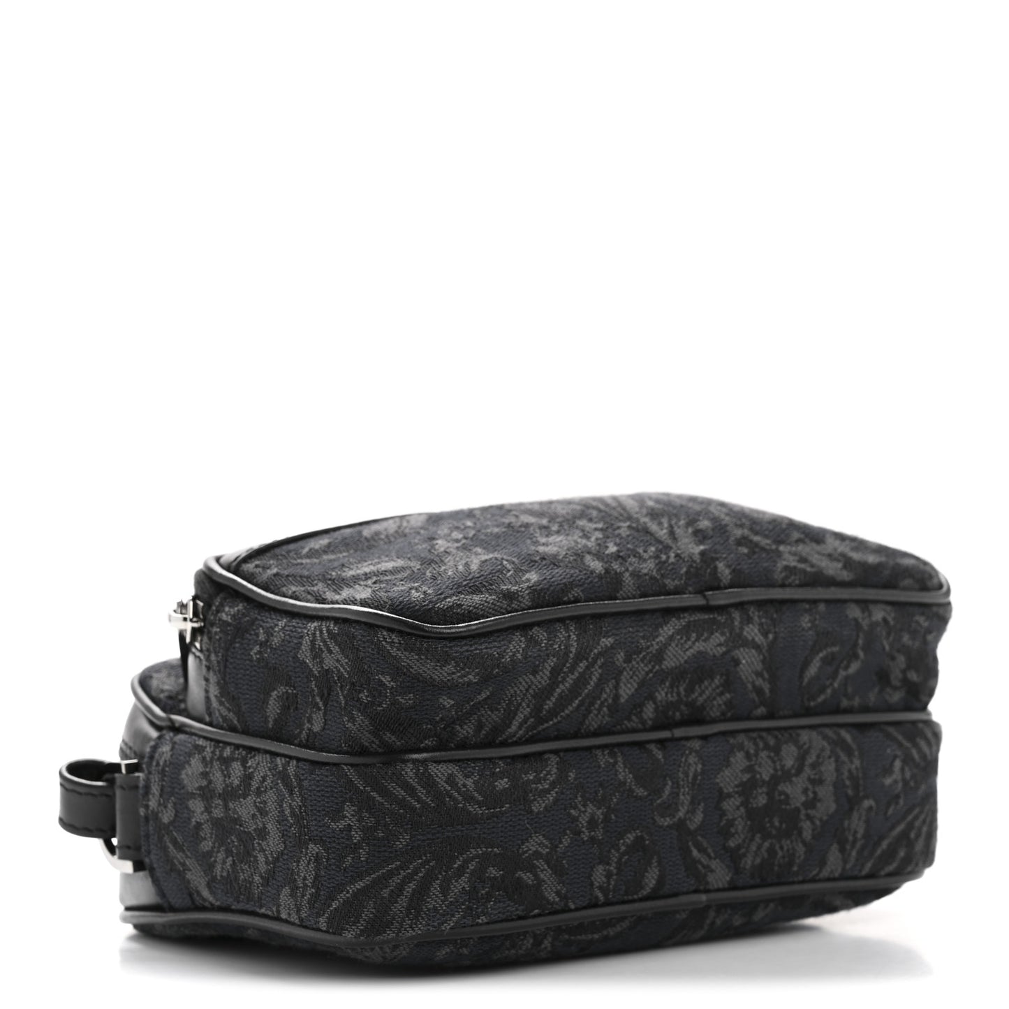 Fabric Jacquard Calfskin Barocco Crossbody Bag Black