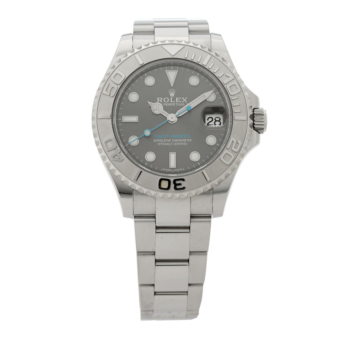 Stainless Steel Platinum 37mm Oyster Perpetual Date Yacht-Master Watch Slate 268622