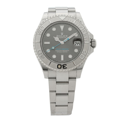 Rolex Stainless Steel Platinum 37mm Oyster Perpetual Date Yacht-Master Watch Slate 268622 1 of 5