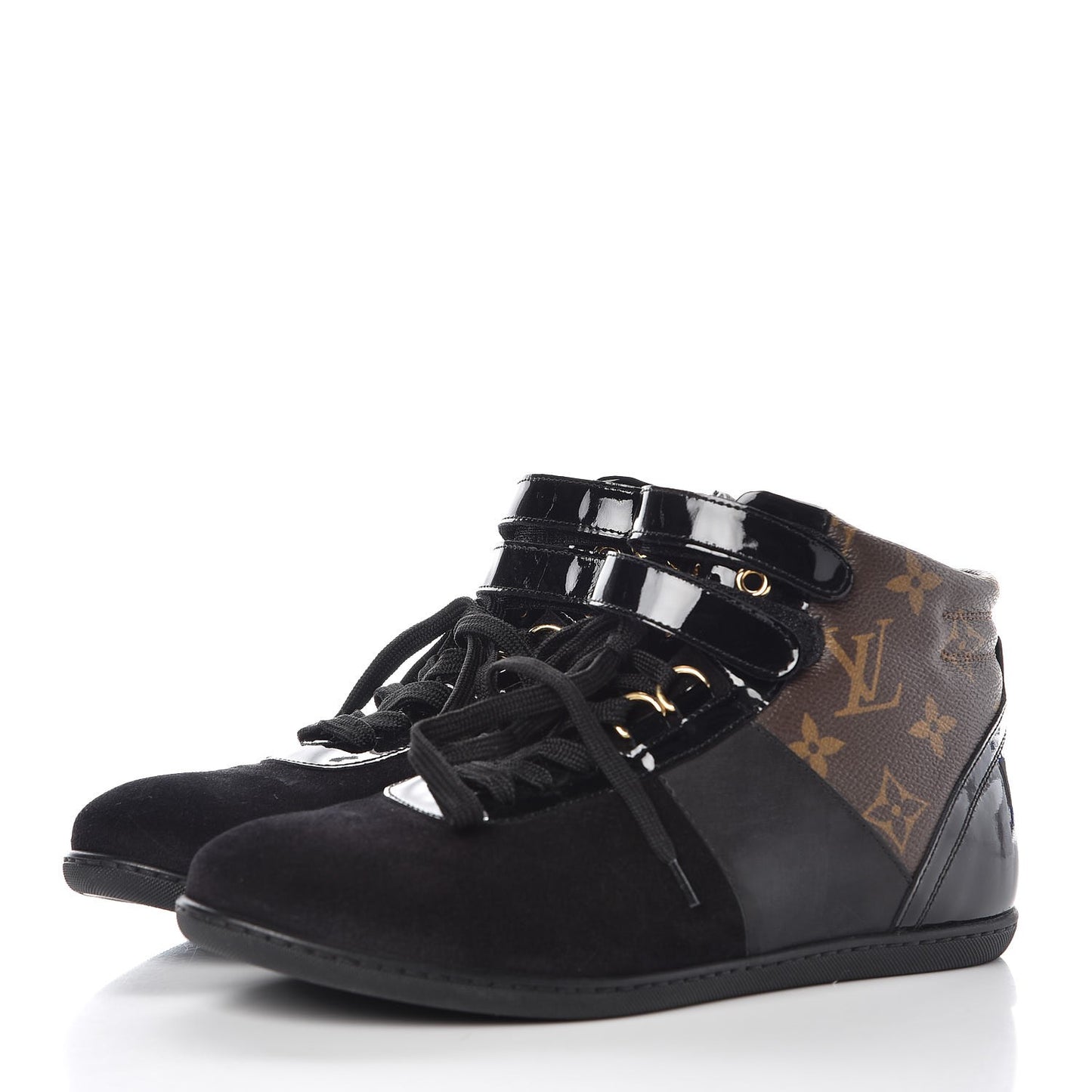 Suede Patent Monogram Move Up Sneakers 36 Black