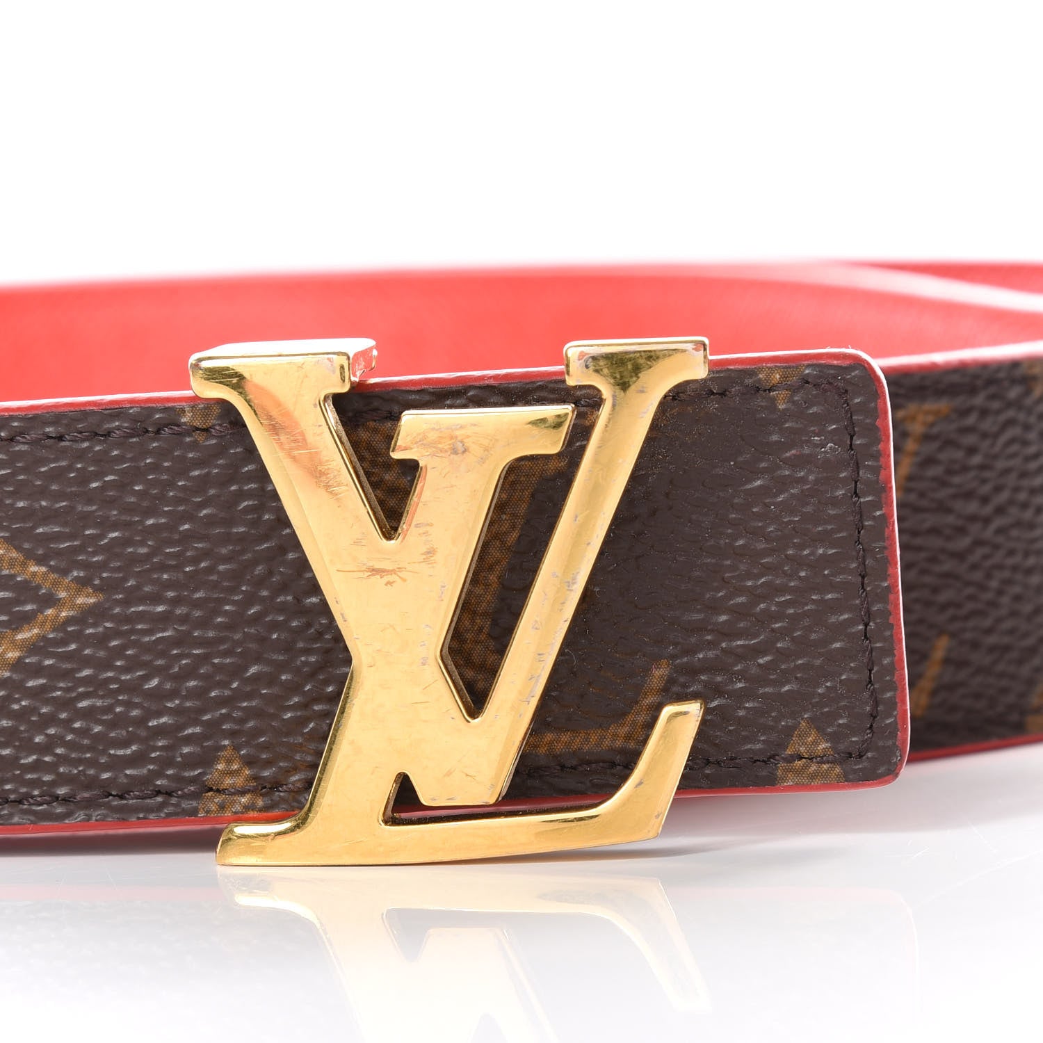 Louis Vuitton Monogram 30mm LV Initiales Reversible Belt 90 36 Coquelicot 7 of 7