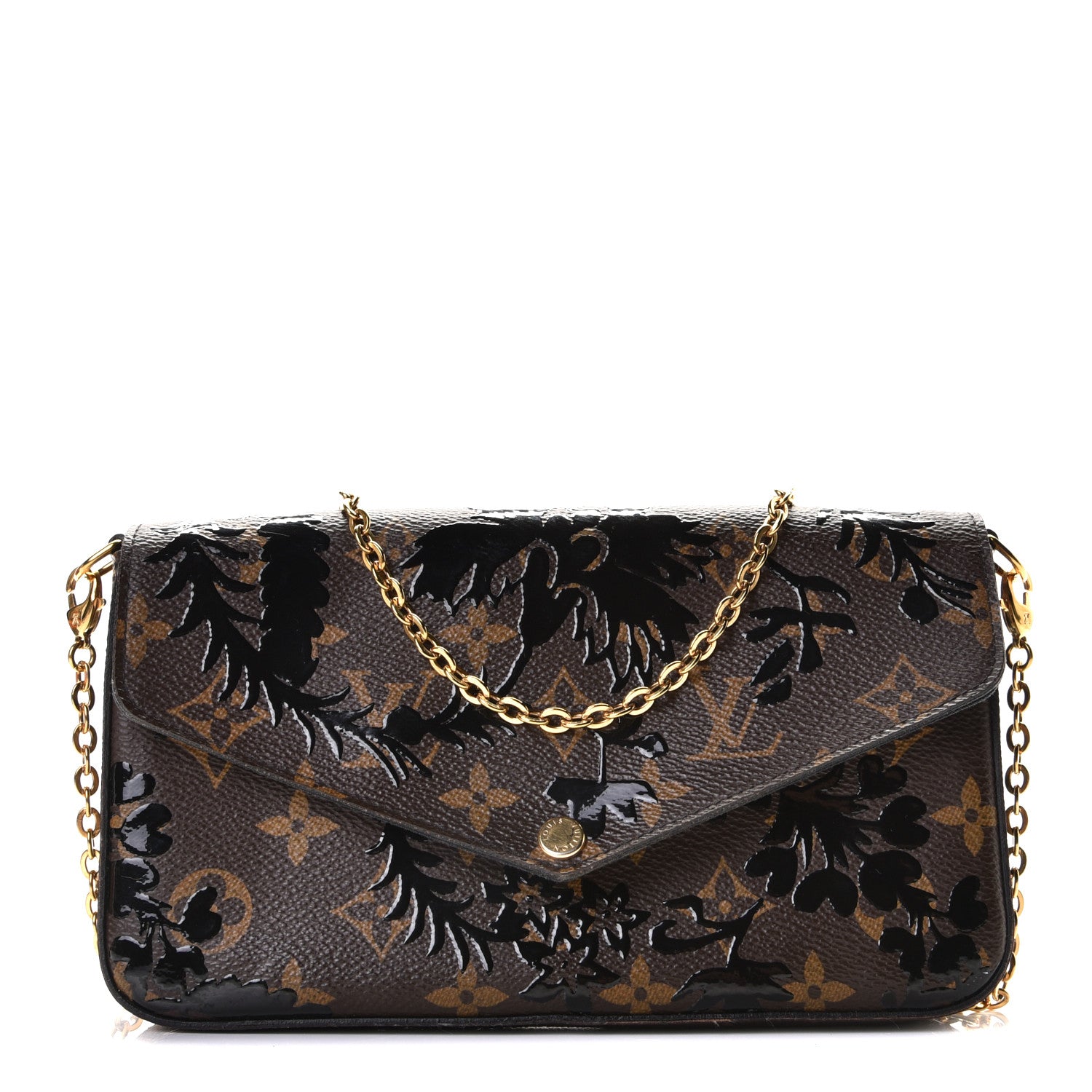 Louis Vuitton Monogram Blossom Pochette Felicie Chain Wallet Black 1 of 11