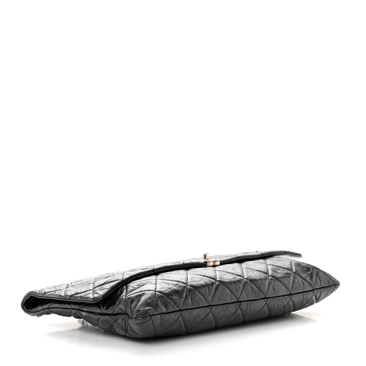 Metallic Crumpled Calfskin Big Bang Large Flap Bag Black