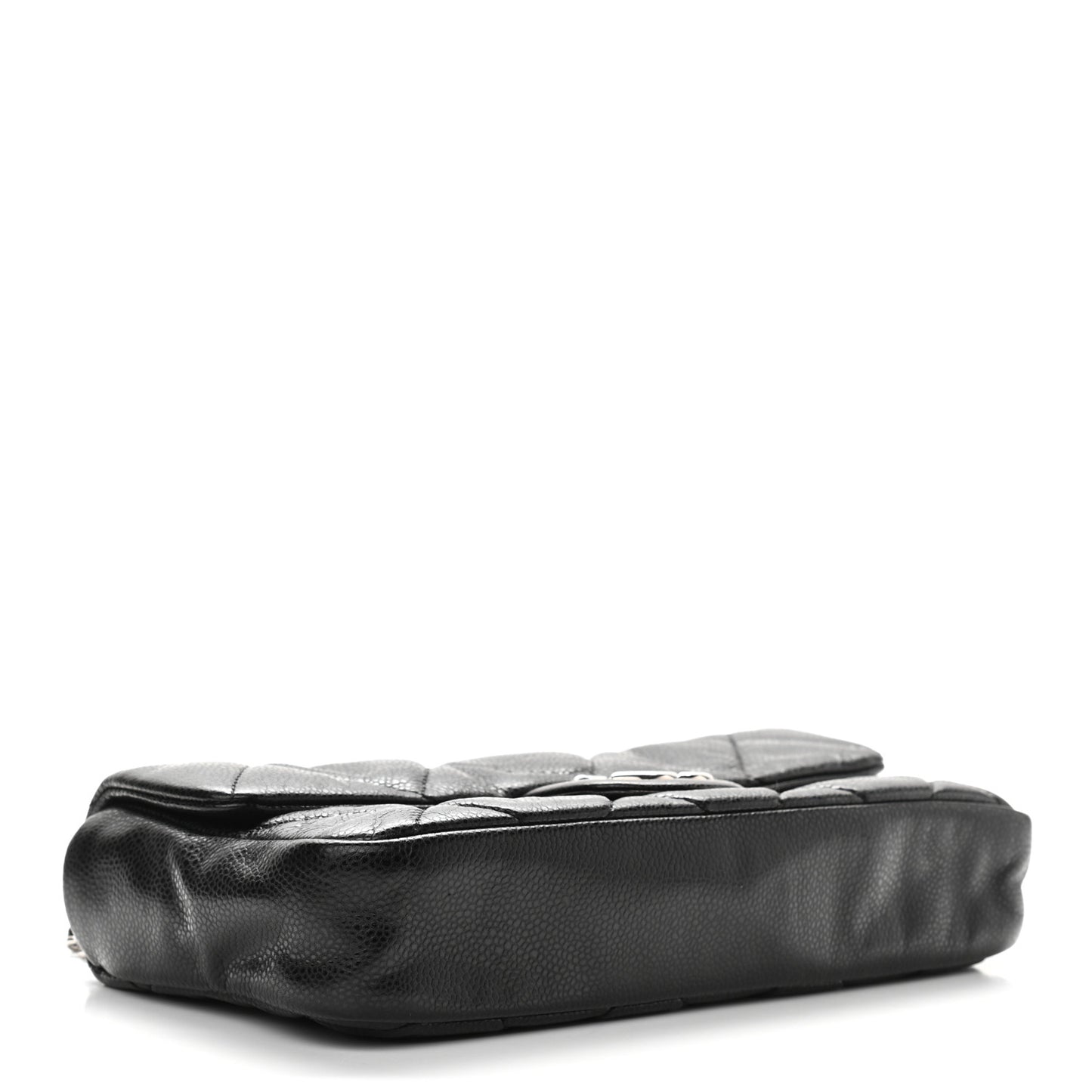 Glazed Caviar Quilted Small Nature Flap Bag Black
