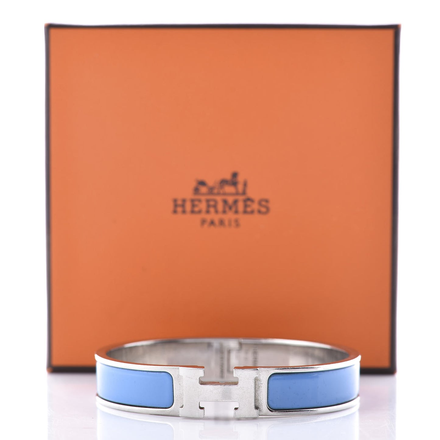Enamel Narrow Clic Clac H Bracelet GM Bleu Transat