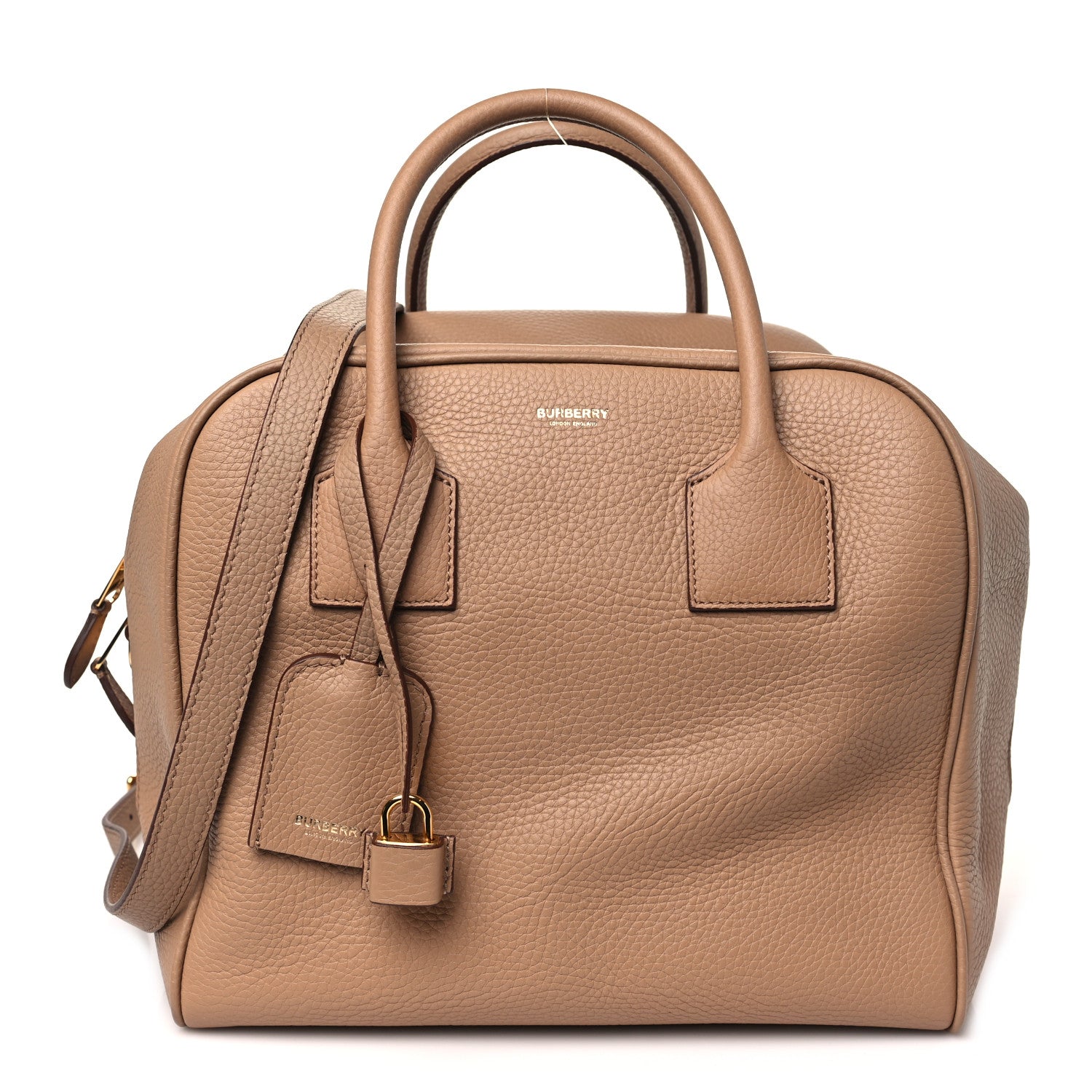 Burberry Grainy Calfskin Medium Cube Bowling Bag Biscuit 1 of 10