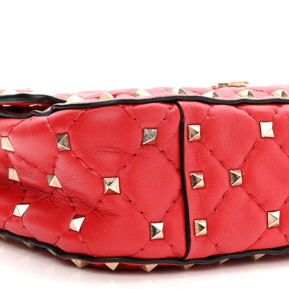 Valentino Garavani Lambskin Small Rockstud Spike Shoulder Bag Red 8 of 9