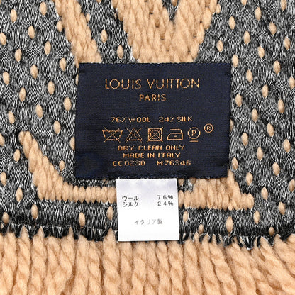 Louis Vuitton Wool Silk Monogram Giant Jungle Logomania Shine Scarf Beige 3 of 3