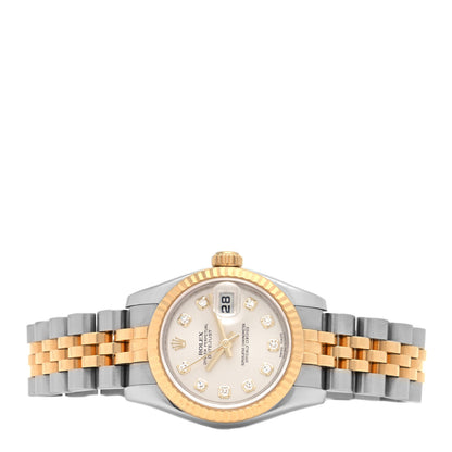 Rolex Stainless Steel 18K Yellow Gold Diamond 26mm Oyster Perpetual Datejust Watch Silver 179173 2 of 4