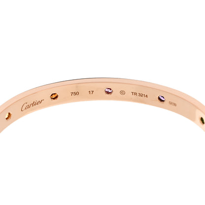 Cartier 18K Pink Gold Sapphire Garnet Amethyst LOVE Bracelet 17 6 of 9