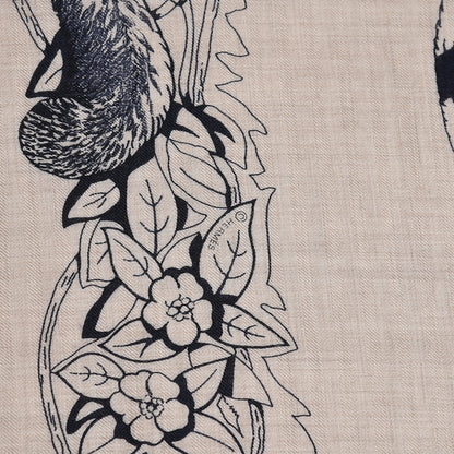 Hermes Cashmere Silk Jungle Love Tattoo Shawl 140 Natural Bleu Black 4 of 5