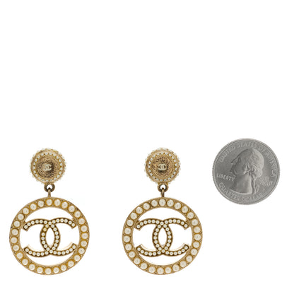 Chanel Pearl CC Drop Earrings Light Gold 2 of 5