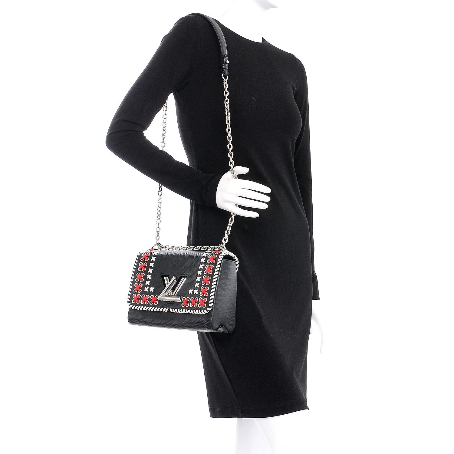 Louis Vuitton Epi Braided Twist Shoulder Bag MM Black 2 of 10