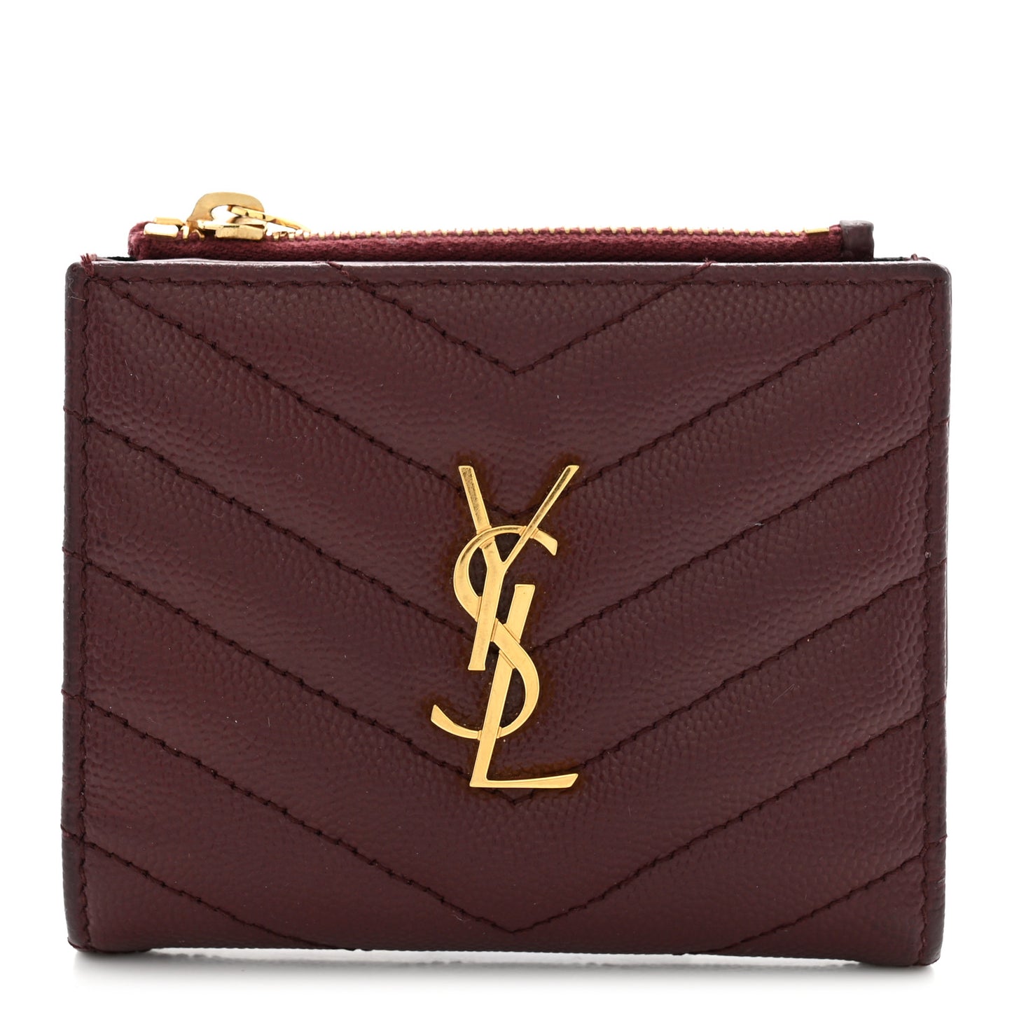 Grain De Poudre Matelasse Chevron Monogram Zipped Card Case Rouge Eros