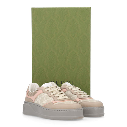 Gucci Calfskin GG Supreme Monogram Perforated Womens Platform 55mm Sneakers 35.5 Apricot Pink Beige Grey 11 of 11