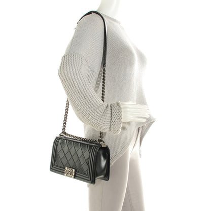 Chanel Calfskin Embossed Medium Paris Salzburg Boy Flap Black 2 of 9