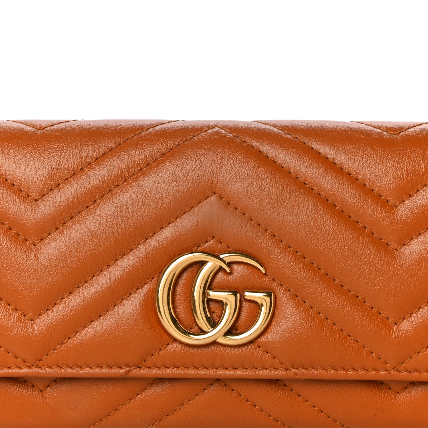 Gucci Calfskin Matelasse GG Marmont Continental Wallet Cognac 8 of 11