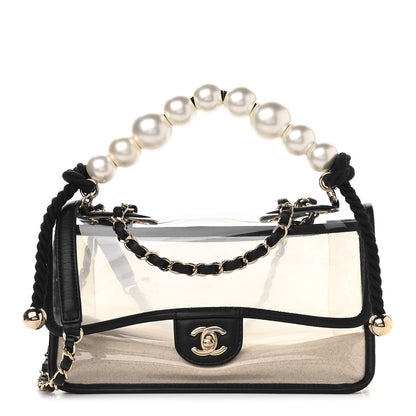 Chanel Lambskin PVC Sand By The Sea Flap With Pearl Strap Black 1 of 11