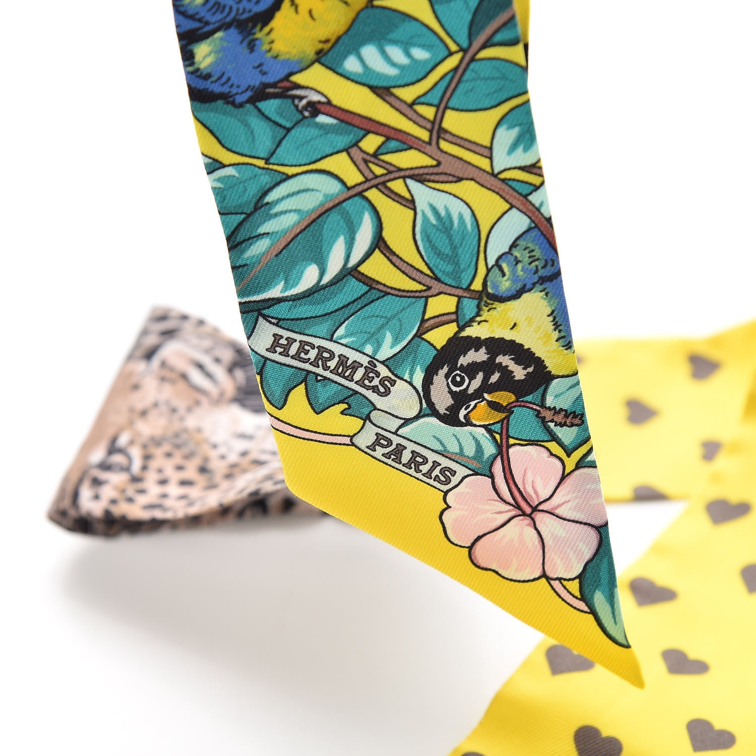 Hermes Silk Jungle Love Love Twilly Jaune Vif Canard 4 of 5